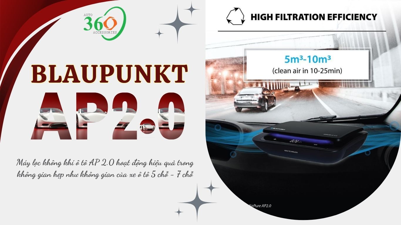 Máy lọc không khí ô tô Blaupunkt AP 2.0 hoạt động hiệu quả trong không gian hẹp như không gian của xe ô tô 5 chỗ - 7 chỗ