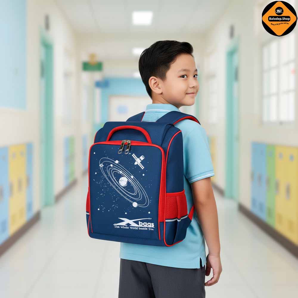 Balo Học Sinh Chống Gù Lưng Cao Cấp Cho Bé Tiểu Học, Xbags Universe XB3102, Nhiều Ngăn Tiện Dụng, Chống Thấm Nước, Màu Đỏ Cá Tính!