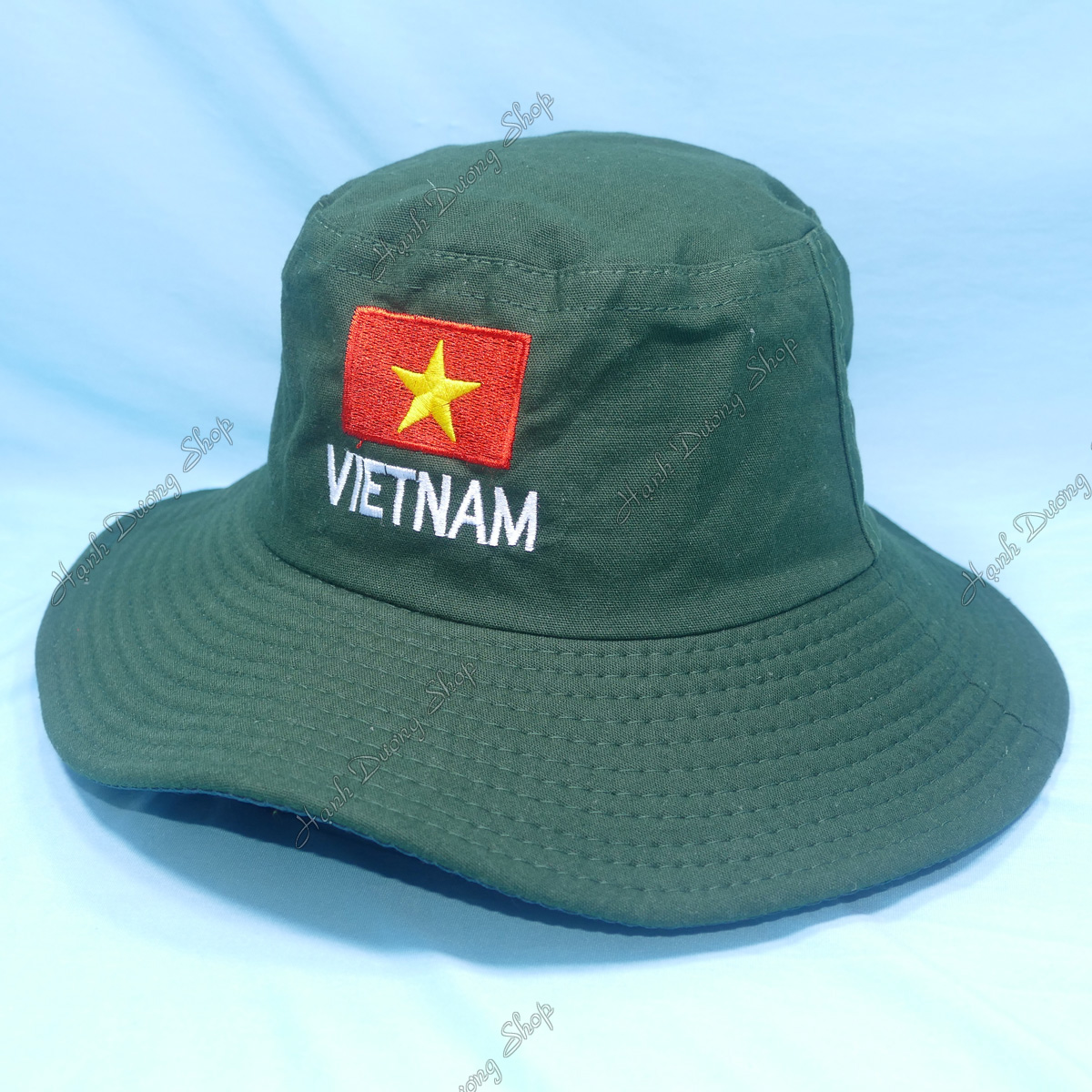 Mũ tai bèo nam vành rộng thêu cờ Việt Nam, chất liệu vải kaki oát mát mẻ, bền chắc - Hạnh Dương