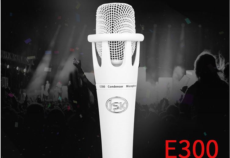 iSK E300 condenser microphone professional recording equipment national karaoke mobile computer shouting wheat universal anchor live broadcast special microphone white
