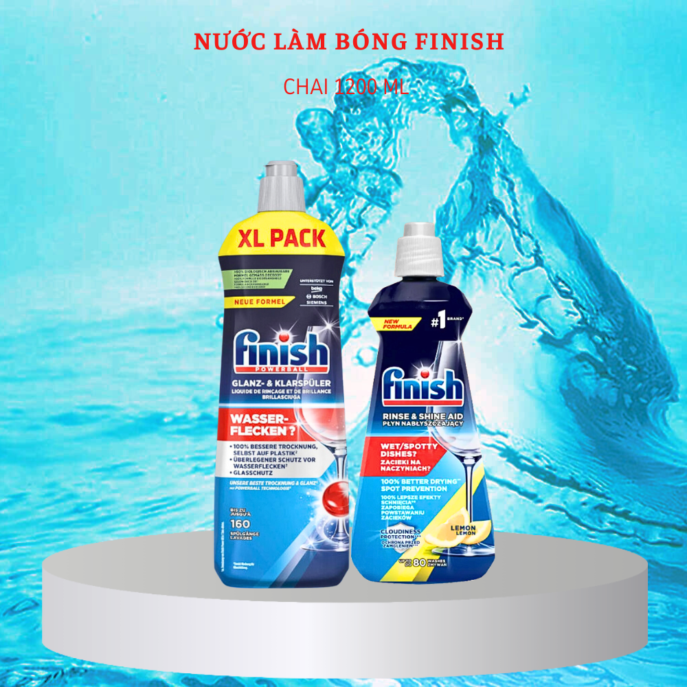 Combo 60 Viên rửa bát Finish quantum max+1150ml nước bóng finish+1.2kg Muối Finish - Hanoimart