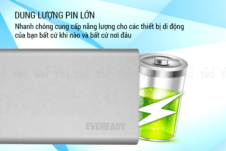 Pin Sạc Dự Phòng Polymer Eveready 10000mAh Silver