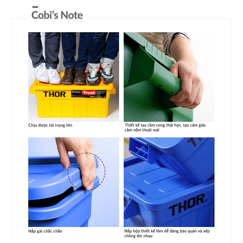 Thùng nhựa  đa năng chịu lực THOR 75L thương hiệu TRUST 3012  (Kèm nắp)  phân phối bởi Cobi Home.