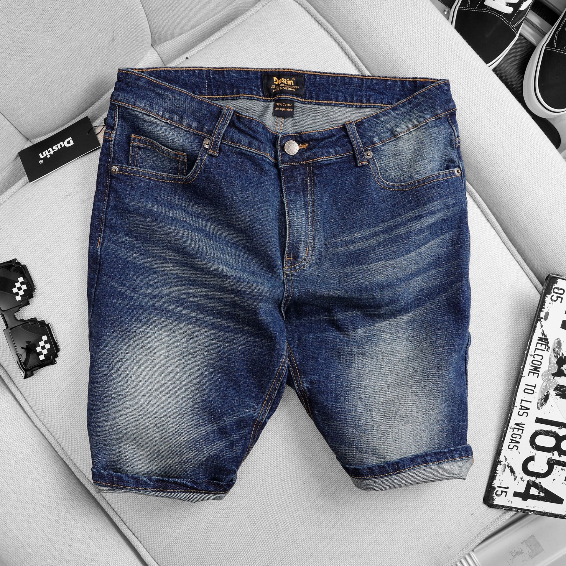 quần short jean nam big size dustin xanh 01 - bigg thời trang nam có bigsize đến 145kg 1