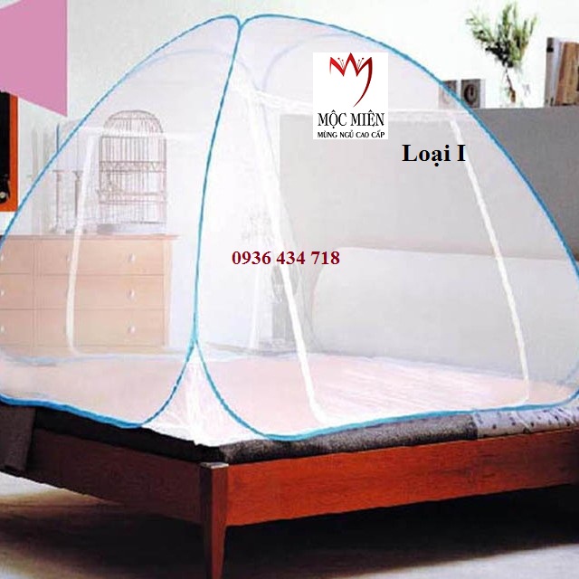 Màn chụp tự bung đỉnh tù cao cấp Mộc Miên loại 1,6m x2m -1 cửa 