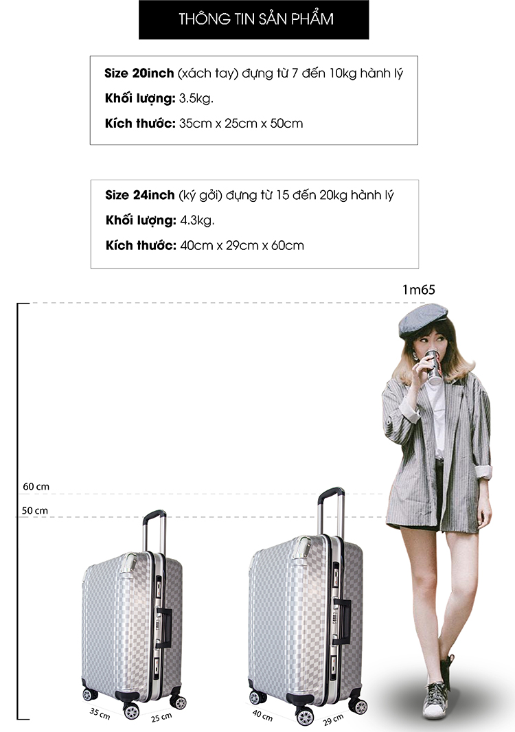 Bộ 2 Vali Khung Nhôm TRIP A08