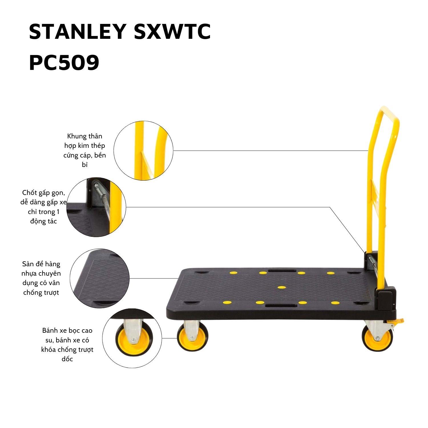 Xe đẩy hàng 4 bánh gấp gọn Stanley PC508