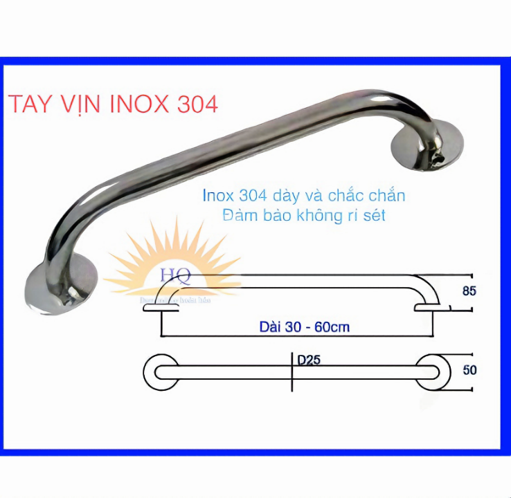 Tay vịn nhà tắm KG93 an toàn chống trơn trượt cho người lớn tuổi, người khuyết tật inox304 - Hàng chính hãng