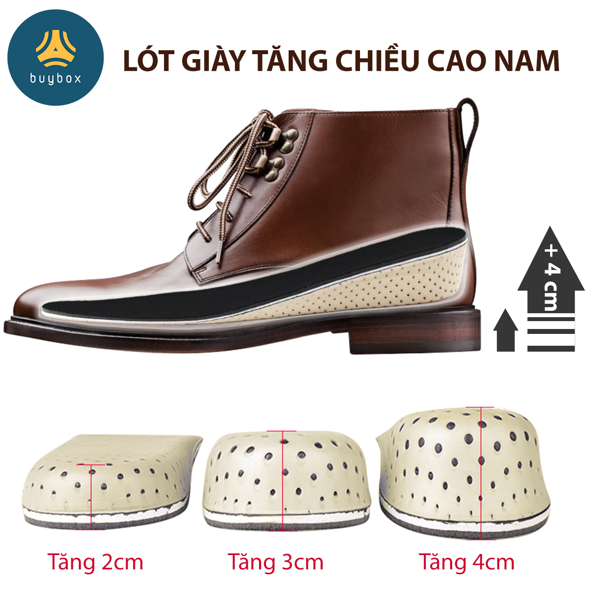 Lót giày tổ ong độn đế tăng chiều cao 2cm, 3cm, 4cm buybox BBPK57