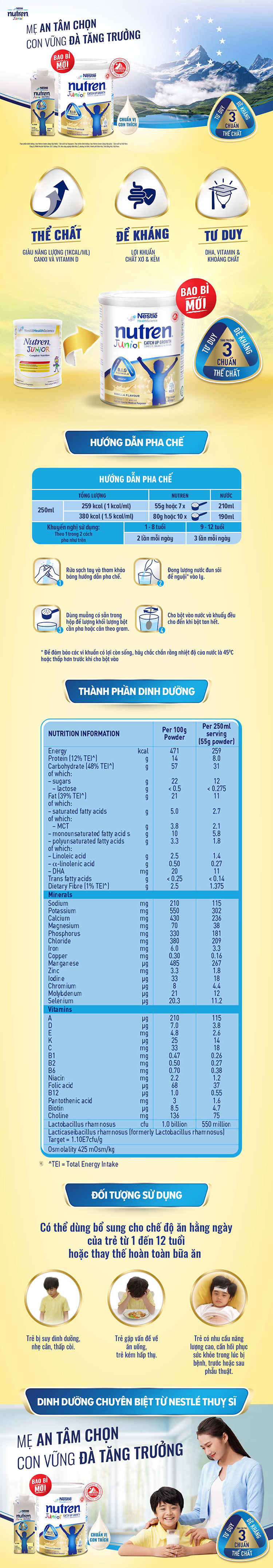 [BAO BÌ MỚI] Sữa dinh dưỡng Nutren Junior 850g - Tặng túi mỹ phẩm