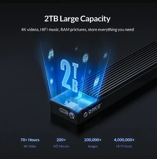 Hộp ổ cứng M.2 SSD USB 3.1 Gen 1 ORICO M2PF-C3-BK - Đen - Hàng chính hãng