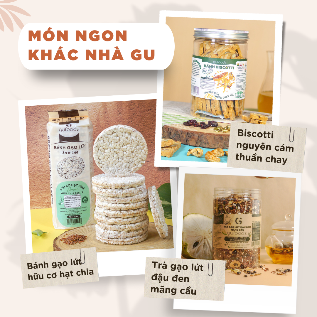 Snack gạo lứt phủ macca GUfoods - Topping siêu hạt, Giòn rụm, Thơm bùi, Giàu dinh dưỡng, Healthy, Eat clean, Thuần chay