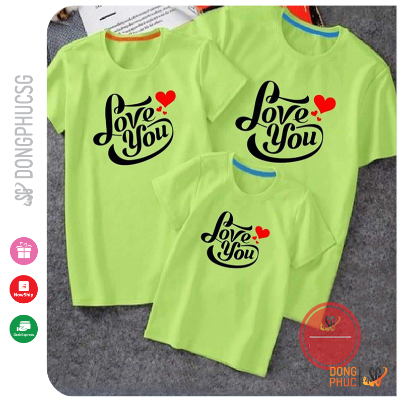 Áo gia đình Love you Đồ đôi mẹ và bé Đồng phục gia đình 3/4/5 người Thun cotton Màu vàng GD291XK