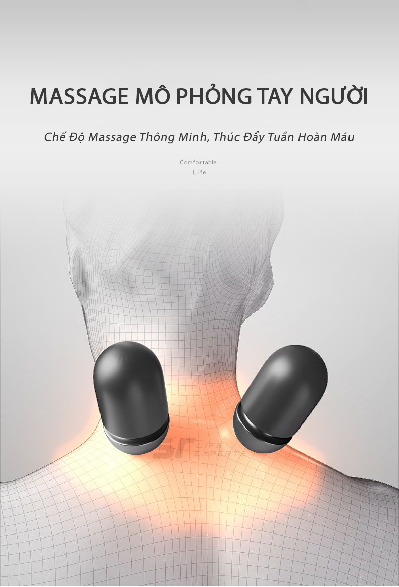 Gối Ngủ Túi Khí Kéo Dãn, Kê Đầu Massage Chườm Nóng Công Thái Học, Giảm Đau Mỏi Cổ Vai Gáy - Sairui