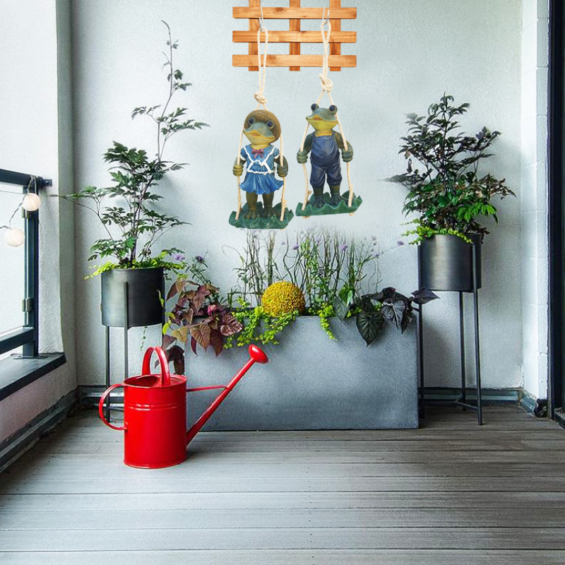 Bộ tượng vợ chồng ếch bằng polyresin – Trang trí ban công sân vườn