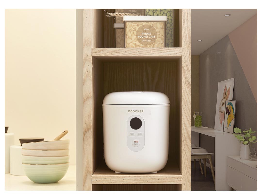 Xiaomi Ocooker Mini Rice Cooker 1.2L Intelligent Electric PFA Powder Coating Cookers For Home Students Cooking 300W 220V