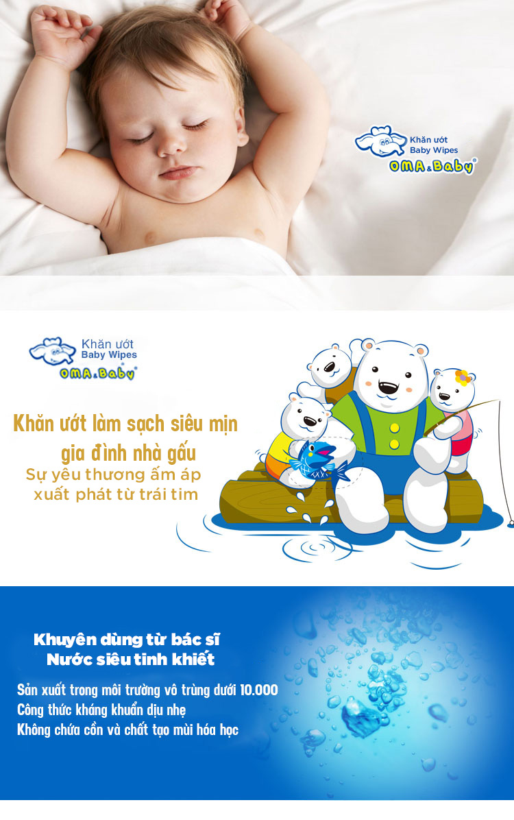 Khăn ướt làm sạch tinh khiết Oma Baby