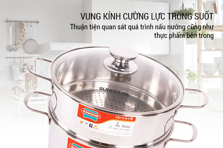 Bộ Nồi Xửng Inox Sunhouse SSP24A