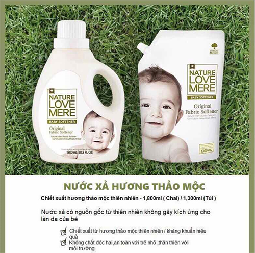 Nước Xả Dịu Nhẹ Cho Bé Nature Love Mere Original Túi 1.3L