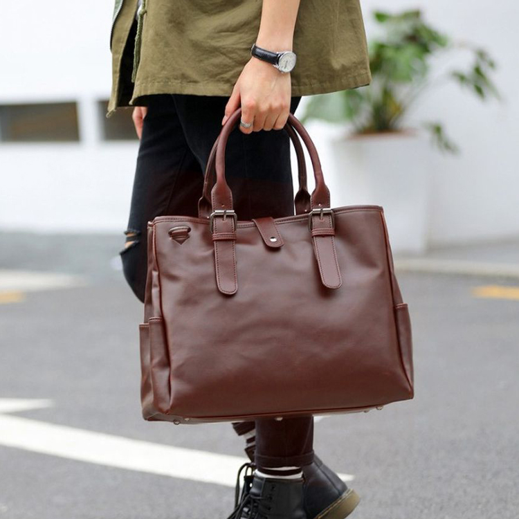 Men business tote bag crazy Horse Leather Large Capacity Trendy Casual handbag