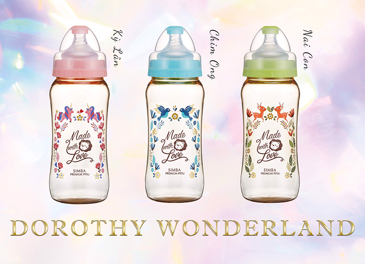 Bình Sữa Hồ Lô Simba Dorothy Wonderland PPSU Cổ Tiêu Chuẩn 320ml Có Tay Cầm