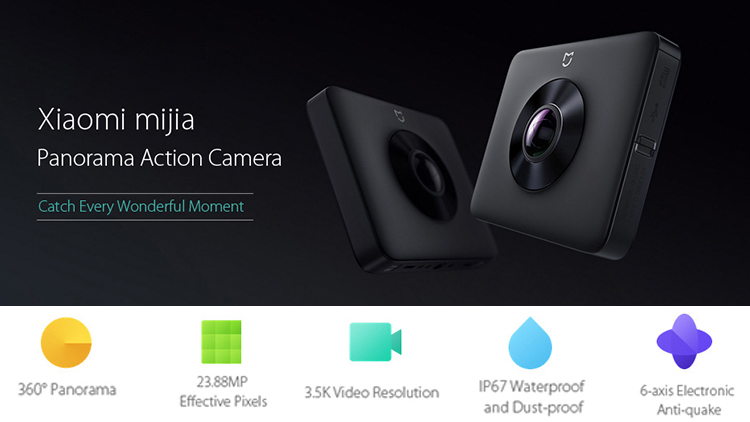 Official Global Version XIAOMI MIJIA Sphere Camera 3.5K WiFi Panorama Action Camera IP67 Waterproof Mini Portable 190 Degree Wide Angle Dual Lens 1600mAH for Outdoor Extreme Sport