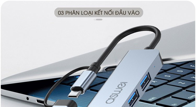 bộ chia usb 3.0, hub type c aswei 4in1