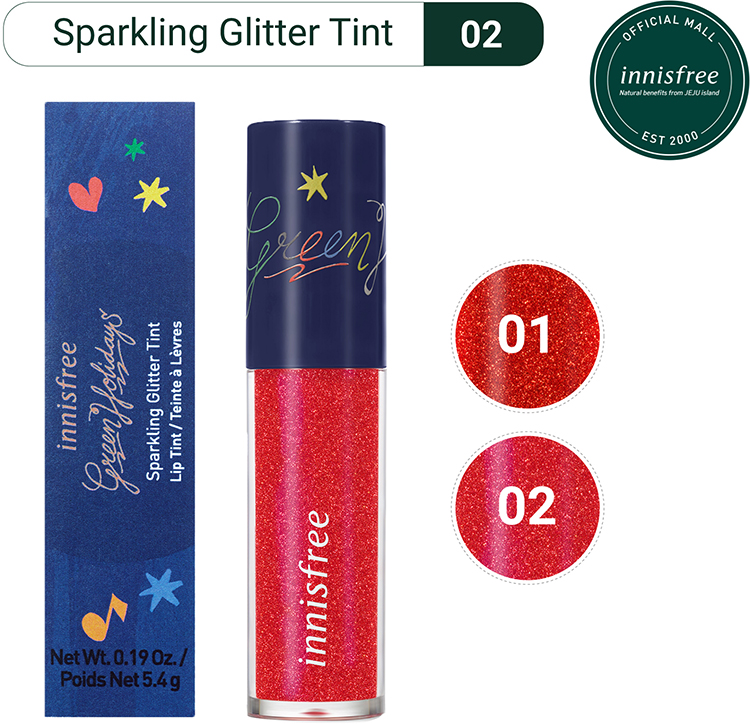 [Phiên bản Happy Green Holiday] Son tint nhũ Innisfree Green Holidays Sparkling Glitter Tint 02 5.4g