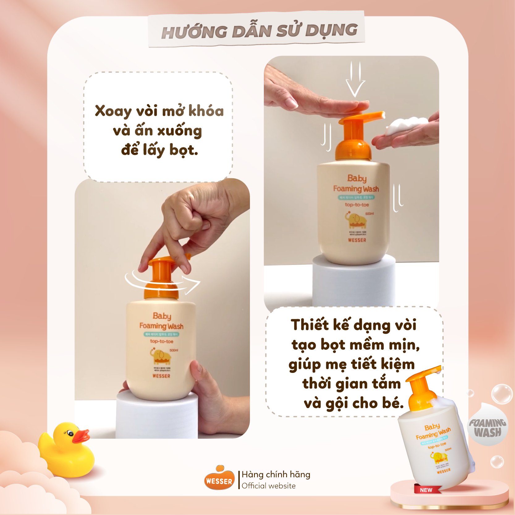 Bọt tắm gội em bé Wesser 500ml ( Nhập khẩu Hàn Quốc )