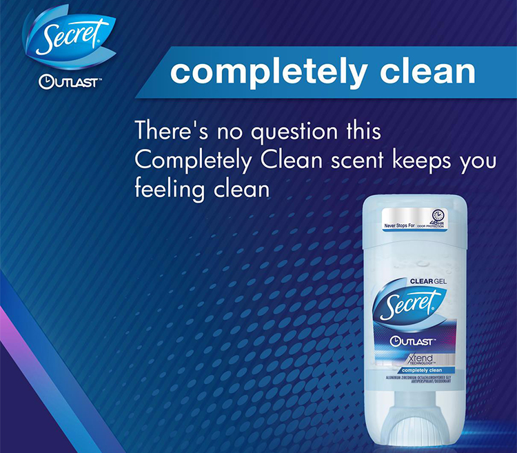 Lăn Khử Mùi Nữ Secret Deodorant Outlast Clear Gel Complete Clean 73g
