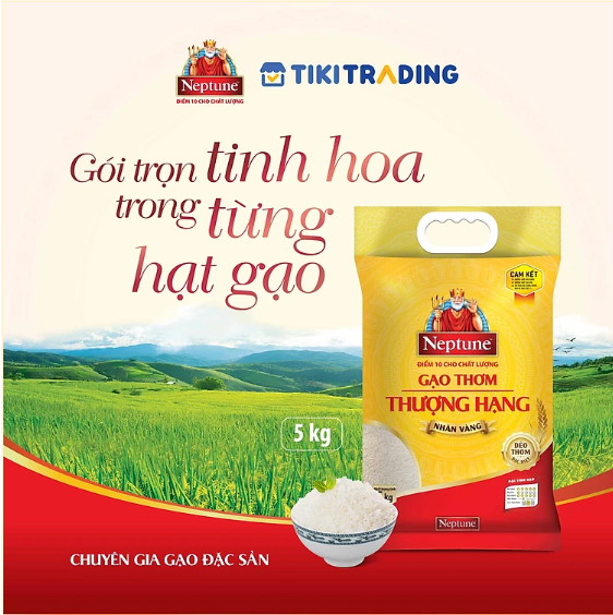 Gạo Thơm Thượng Hạng Neptune Nhãn Vàng 5kg