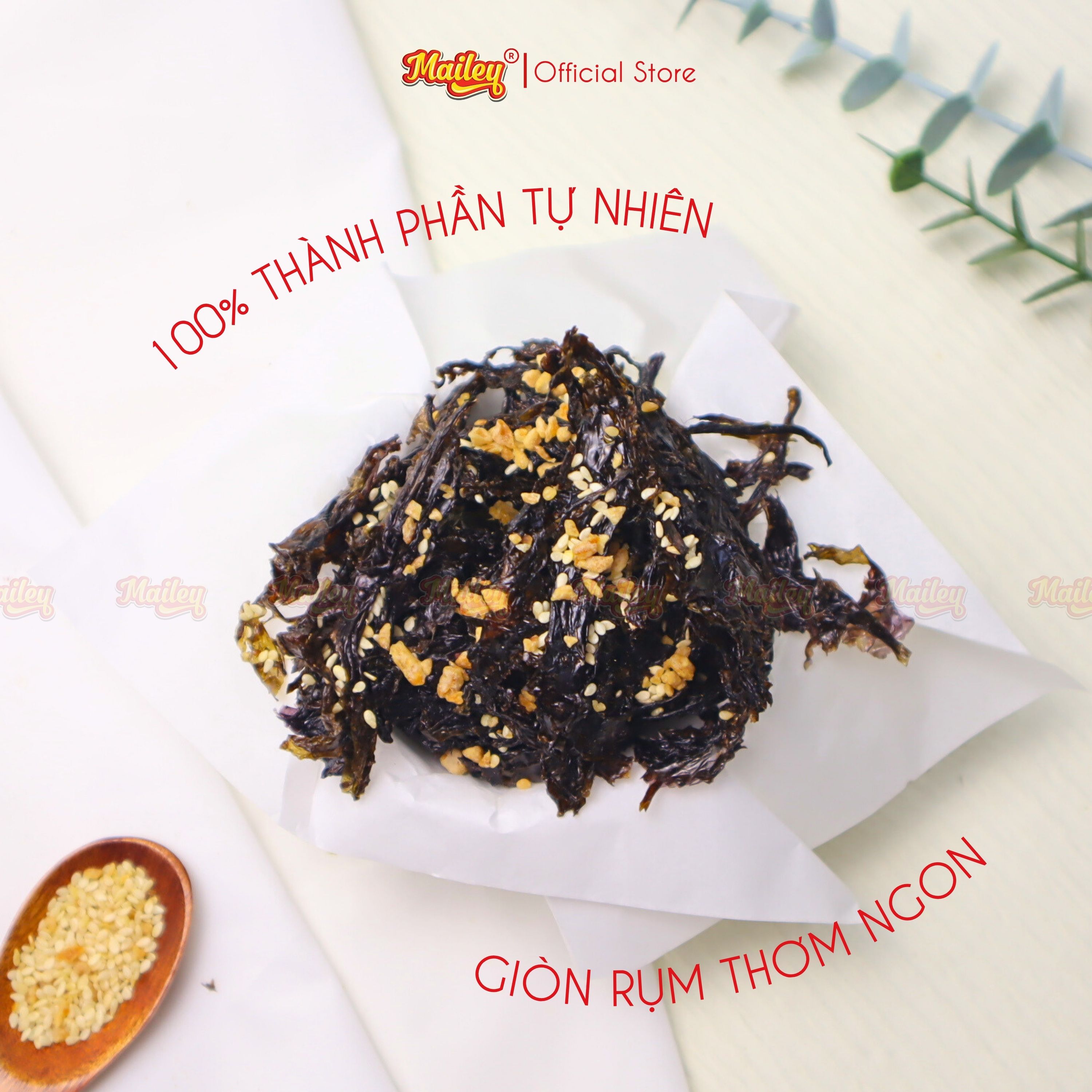 Rong biển cháy tỏi Mailey Hũ 200g - Rong biển ăn liền, ăn vặt, trộn cơm thơm ngon giàu dinh dưỡng