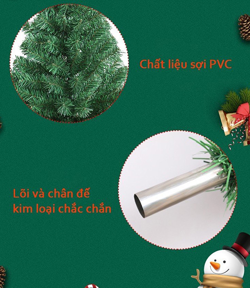 Cây Thông Noel Loại Đẹp Tán Rộng, Lá Xanh Dày, Đế Chân Sắt Công Nghệ Hàn Quốc Tặng Kèm Dây Và Ngôi Sao Kim Tuyến (Quà Tặng Màu Ngẫu Nhiên)
