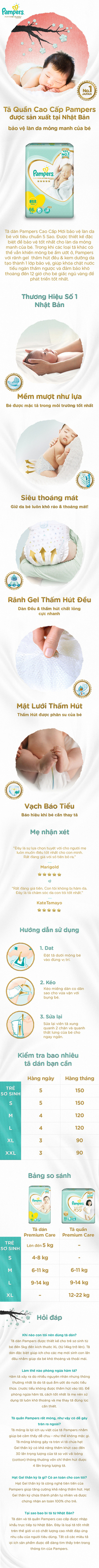 Combo 4 Tã Dán Pampers Sơ Sinh Nội Địa Nhật Bản Gói Cực Đại NB66 (66 Miếng / Gói)