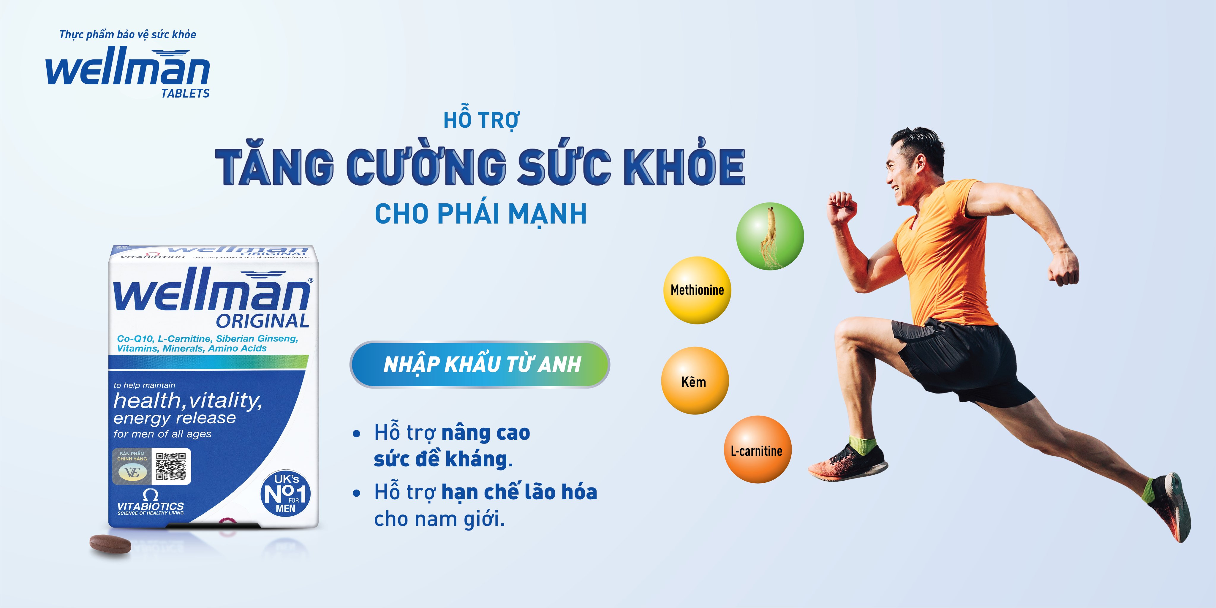 Thực phẩm bảo vệ sức khỏe WELLMAN Tablets Hỗ trợ Tăng cường sức khỏe cho phái mạnh - HÀNG CHÍNH HÃNG - CÓ TEM CHÍNH HÃNG - Hộp 30 viên - KÈM QUÀ TẶNG 1