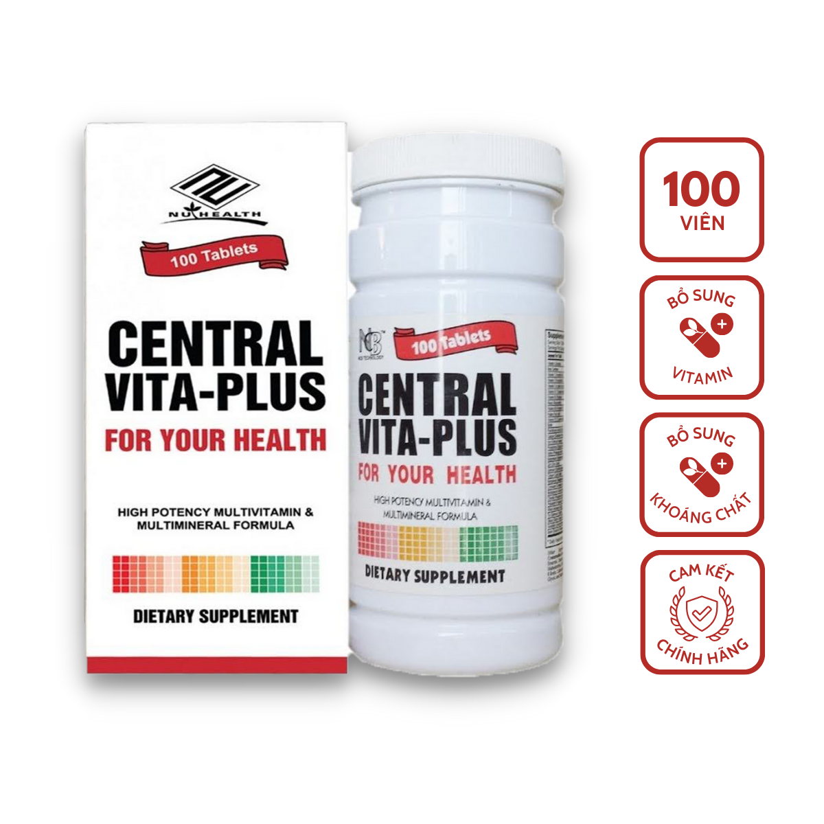 Viên uống tổng hợp Central Vita Plus bổ sung vitamin và khoáng chất (Lọ 100 viên) 1