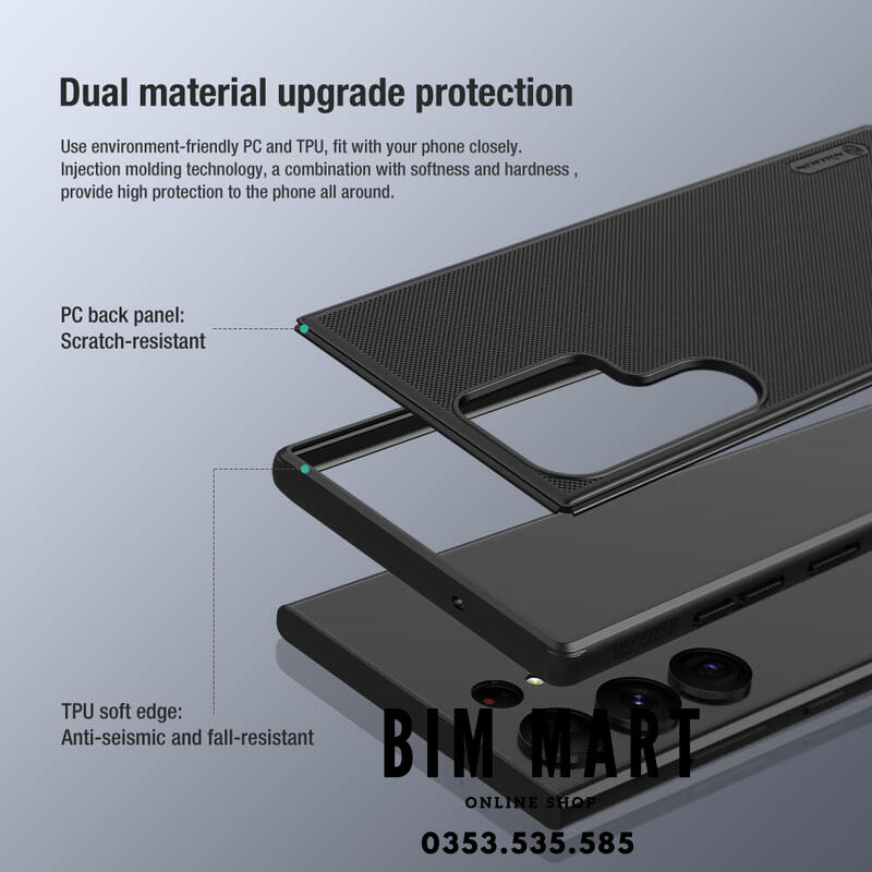 Ốp lưng chính hãng Nillkin dành cho Samsung S23 Ultra/S24 Ultra dạng sần - Hàng Nhập Khẩu