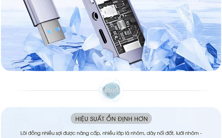 cổng chia usb 3.0, hub type c aswei 8in1