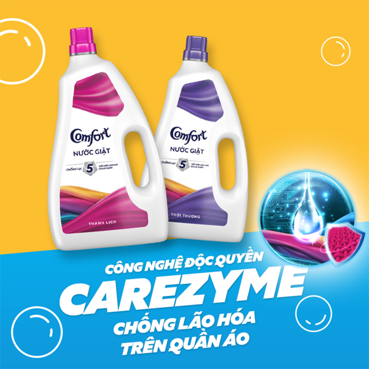 Nước Giặt Comfort Chống Lão Hóa Quần Áo Hương Thanh Lịch (2,4Kg/Chai)
