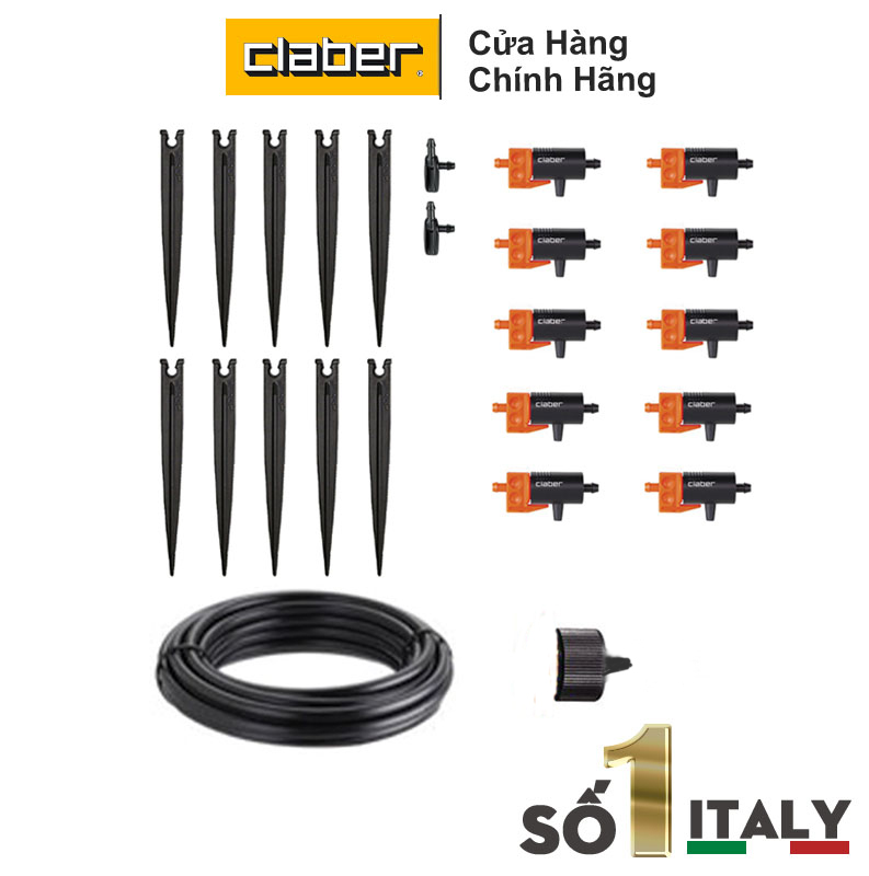 Bộ Tưới Cây Nhỏ Giọt DRIPKIT10TC Claber Sản Xuất tại Ý,10 đầu tưới nhỏ giọt điều chỉnh được lưu lượng 0-6l/giờ