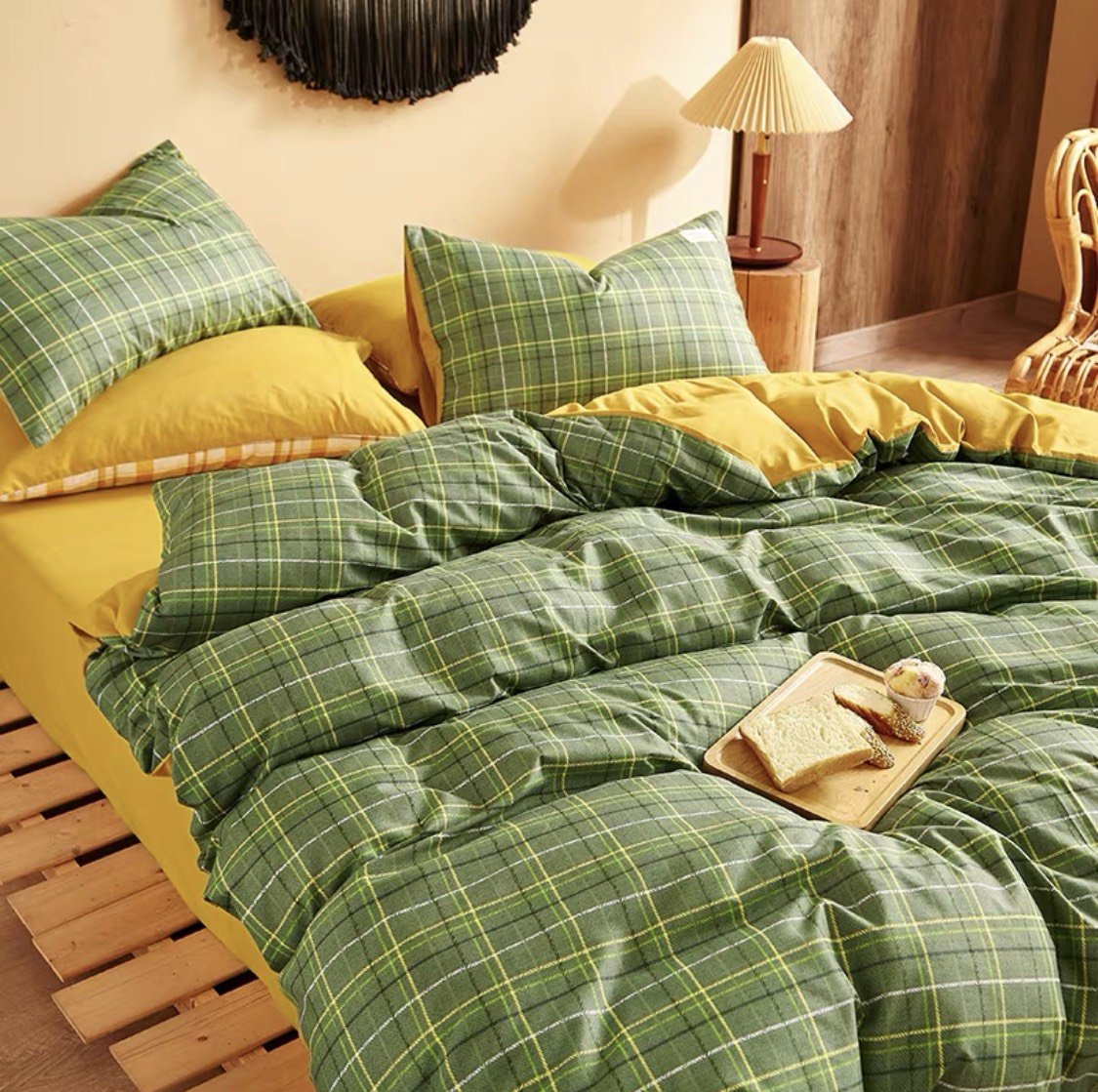 Bộ chăn ga gối cotton tici kẻ LIDACO cao cấp (Nhiều mẫu lựa chọn)