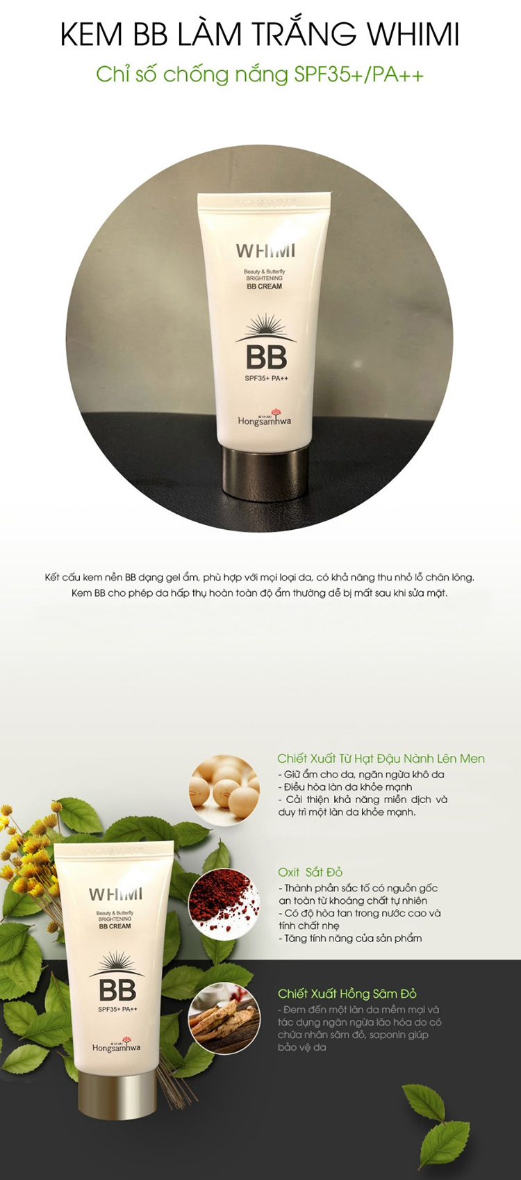 Kem Che Khuyết Điểm Bbcream Whimi - Whimi Beauty&Butterfly Brightenning Bb Cream 50ml