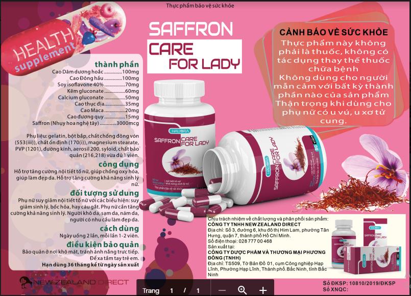 Viên Uống Tăng Cường Sinh Lý Nữ Saffron Care Hauora 3