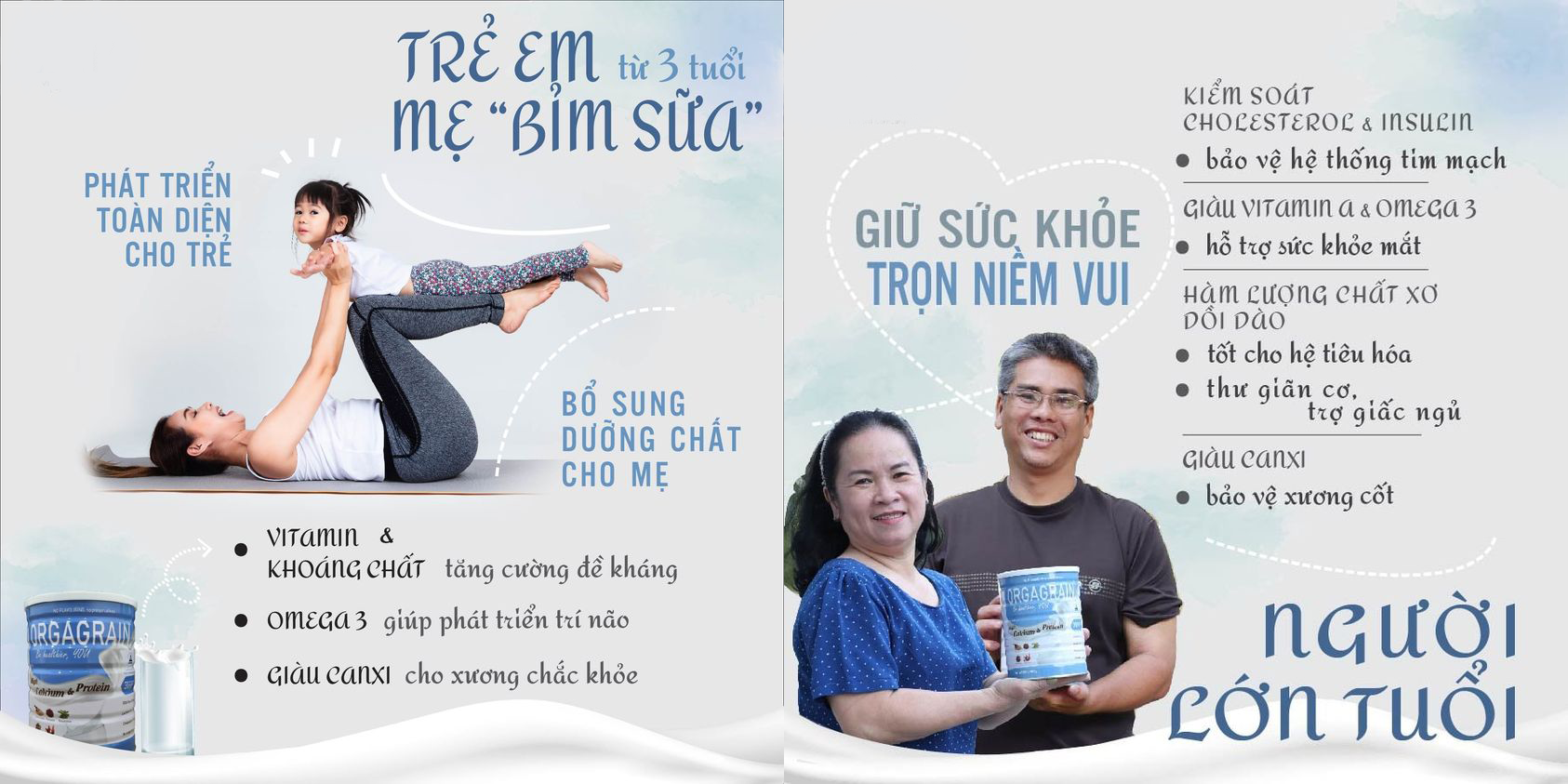 Sữa Hạt Orgagrain Thuần Chay - Không Đường - Giàu Vitamin, Chất Xơ Và Canxi, Cải Thiện Hệ Tiêu Hóa - Tốt Cho Tim Mạch - Dành Cho Cả Gia Đình, Trẻ Từ 3 Tuổi Và Người Ăn Thực Dưỡng -  FECVEN     1. THÔNG TIN CHI TIẾT  Thương hiệu: Orgagrain (Đài Loan) Sản xuất tại: Đài Loan Trọng lượng: 900g Hạn sử dụng: 2 năm kể từ ngày sản xuất     2. THÀNH PHẦN  Thành phần gồm 36 loại hạt và ngũ cốc; giàu canxi, chất xơ, nhiều loại vitamin, protein, gluco và các chất khoáng khác: Mầm yến mạch (Bột mầm yến mạch - ủ bằng công nghệ), Chiết xuất mạch nha, Chiết xuất cám yến mạch, Dầu dừa dạng kem – không hydro hóa, Lecithin chiết xuất từ hoa hướng dương, Hạt lanh, Glu-cô, Canxi từ tảo biển, Muối biển, Bột yến mạch, Glu-cô; Bột hỗn hợp các loại hạt (Đại mạch, Hạnh nhân, Hạt diều, Hạt bí đỏ, Yến mạch, Đậu xanh, Mè trắng, Chiết xuất mạch nha, Muối, Hạt thông, Chà là đỏ, Hạt dẻ, Hạt óc chó, Hạt sen, Đại mạch tím), Bột dầu dừa, Protein đậu, Bột diêm mạch; Bột ngũ cốc hỗn hợp (Đậu nành, Bắp, Đậu xanh, Bo bo trắng, Gạo, Hạt kê, Đại mạch tách vỏ, Đậu các loại, Kiều mạch, Yến mạch, Đậu kiếm, Đậu trắng rốn nâu, Đậu tây (đậu thận), Đậu gà, Củ sắn], Bột mì, Đậu đen, Lecithin đậu nành, Củ sắn, Tảo đỏ (bao gồm canxi từ tảo), Bột mè đen, Bột hạt lanh vàng, Bo bo đỏ     Thành phần hoàn toàn tự nhiên; không chứa:Đường tinh luyện, đường sữa (lactose), cholesterol, hương liệu, chất bảo quản  3. CÔNG DỤNG CỦA SỮA HẠT ORGAGRAIN THUẦN CHAY  Sữa hạt thuần chay Orgagrain - Sữa hạt 36 loại hạt và ngũ cốc tốt cho tim mạch và não bộ, cải thiện hệ tiêu hóa:Giải pháp dinh dưỡng cho người bận rộn, người ăn chay trường, người dị ứng với sữa bò hay lactose.  Vị ngon của Sữa hạt dinh dưỡng Orgagrain là từ chính bản thân nguyên liệu, không thêm chất phụ gia để tạo hương tạo béo hay không thêm đường tinh luyện để tạo ngọt Bên cạnh đó, Orgagrain cũng vô cùng tự tin về chất lượng đã được kiểm định với các chứng chỉ ISO, Eurofin, HAAPC, non-GMO  9 Lợi ích của sữa hạt Sữa Hạt Orgagrain   Giàu vitamin, chất xơ, chất đạm, khoáng chất giúp tăng sức đề kháng Giàu dinh dưỡng với nguồn chất xơ dồi dào cùng các dưỡng chất cần thiết như carbonhydrate, đạm, vitamin, khoáng chất giúp cung cấp năng lượng tối ưu, đáp ứng đủ dưỡng chất cho cơ thể phát triển cũng như duy trì các hoạt động thể lực và trí óc Giảm hấp thu cholesterol xấu vào máu, tốt cho tim mạch, giảm nguy cơ đột quỵ và các bệnh về tim mạch Tốt cho hệ tiêu hóa với hàm lượng chất xơ cao Bổ sung khoáng chất, thúc đẩy trao đổi chất trong cơ thể Chống Oxy hóa, ngăn ngừa ung thư Giảm nguy cơ mắc bệnh tiểu đường Giàu dinh dưỡng đem lại cảm giác no lâu, hạn chế sự thèm ăn, hỗ trợ giảm cân lấy lại vóc dáng Giúp giảm các triệu chứng tiền kinh nguyệt: mệt mỏi, đau toàn thân, các vấn đề về da, mất cân bằng cảm xúc,…  4. ĐỐI TƯỢNG SỬ DỤNG  - Dành cho mọi đối tượng (Cả gia đình, Trẻ em từ 3 tuổi trở lên)  Người theo chế độ ăn chay Người có bệnh lý tim mạch, tiểu đường Người cần bổ sung canxi Người mắc các vấn đề về tiêu hóa. Người không dung nạp được lactose Phụ nữ mang thai và cho con bú Người cần bổ sung hoặc tăng cường dinh dưỡng        Pha 30g Sữa Hạt Orgagrain với 200ml - 250ml nước sôi (80°C-100°C), chờ 2-3 phút để sữa sánh mịn (có thể pha nhiều nước hoặc ít nước tùy theo vị của mình) Người lớn: 2-3 cốc/ ngày Trẻ em (từ 3 tuổi trở lên): 1 cốc/ ngày Pha uống trực tiếp, dùng cho bữa sáng hoặc dùng riêng như bữa phụ Sản phẩm có thể dùng thay thế cho các loại sữa động vật Kết hợp với các loại trái cây, hạt dinh dưỡng theo sở thích Sản phẩm cần được đóng kín và sử dụng trong thời hạn 45 ngày kể từ khi mở nắp.      FECVEN OFFICIAL STORE  SHOP Cam kết Sản phẩm Chính hãng - Chất lượng - An Toàn cho người sử dụng - Thân thiện với môi trường. Bạn hãy Nhấn nút “Theo dõi” SHOP để nhận mã giảm giá cũng như Big Sale hàng ngày, hàng tuần, hàng tháng. Shop chúc Bạn và Gia Đình thật nhiều sức khỏe và niềm vui!