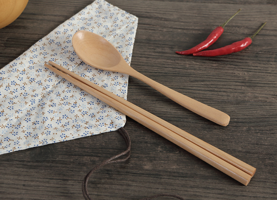 Bộ Muỗng Đũa Gỗ Cá Nhân Zhu Mu Ben Ji