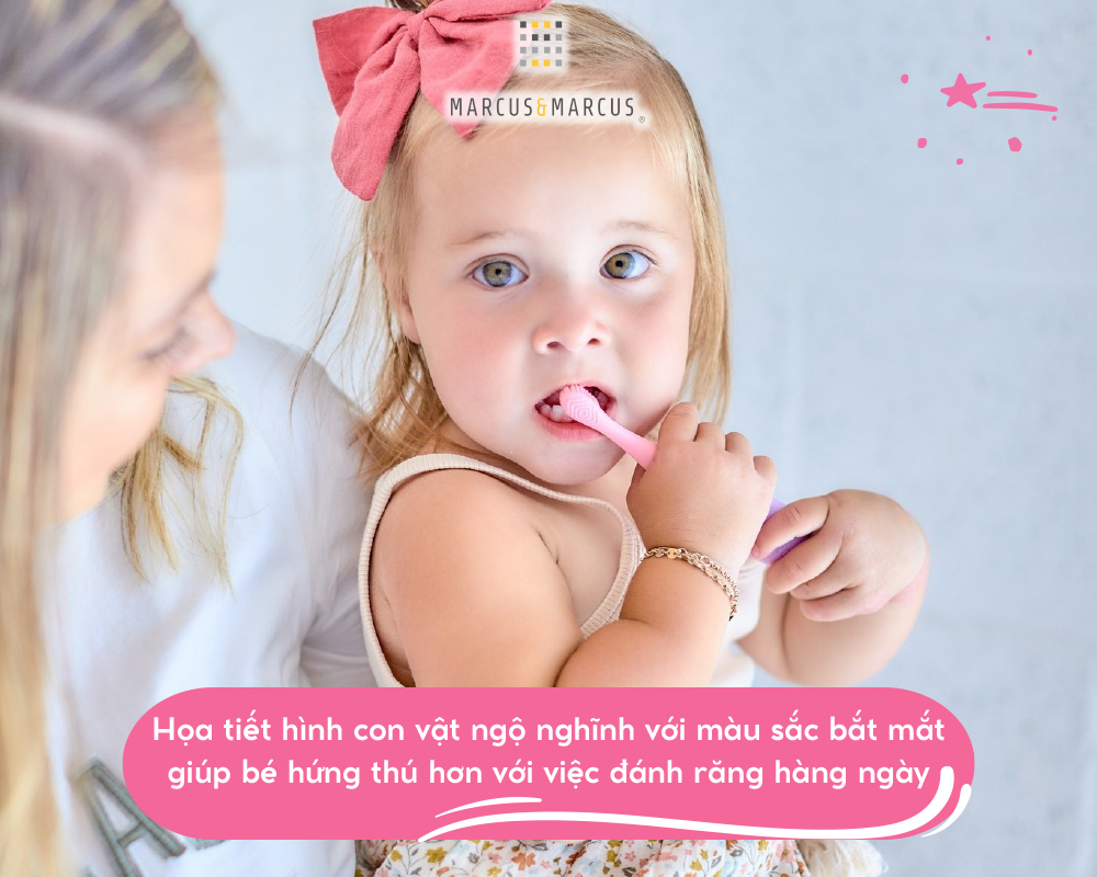 Bàn chải đánh răng silicon cho bé Marcus & Marcus, từ 2 tuổi