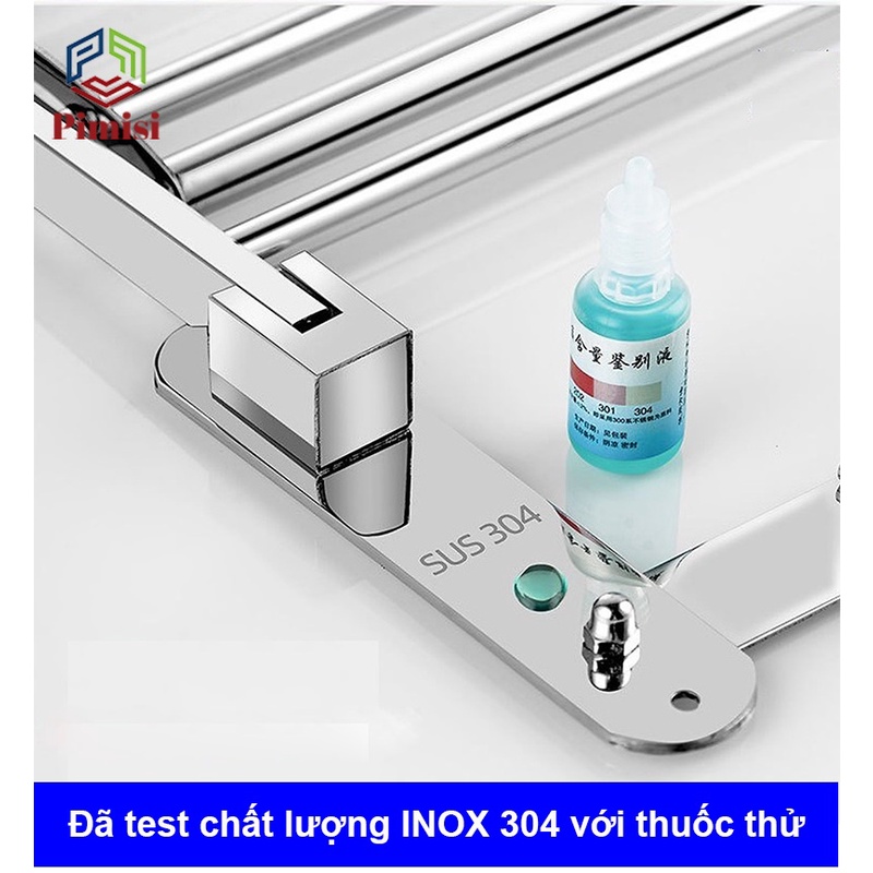 Giá Treo Khăn Tắm Inox 304 Pimisi Có Móc Áo Quần, Với Vắt Khăn Giàn Gấp Gọn Đa Năng Và Thanh Đơn Treo Khăn Mặt Kèm Đinh Ốc Vít Nở Gắn Tường Bằng Khoan Trong Nhà Vệ Sinh | Hàng Chính Hãng