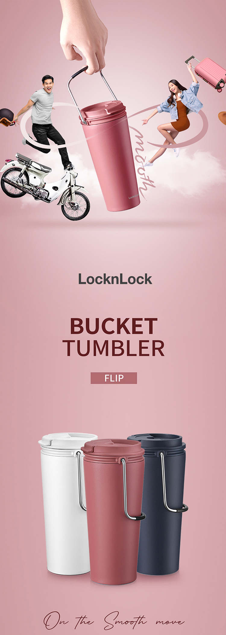 Bình Giữ Nhiệt Locknlock Bucket Tumbler LHC4269WHT - Màu Trắng