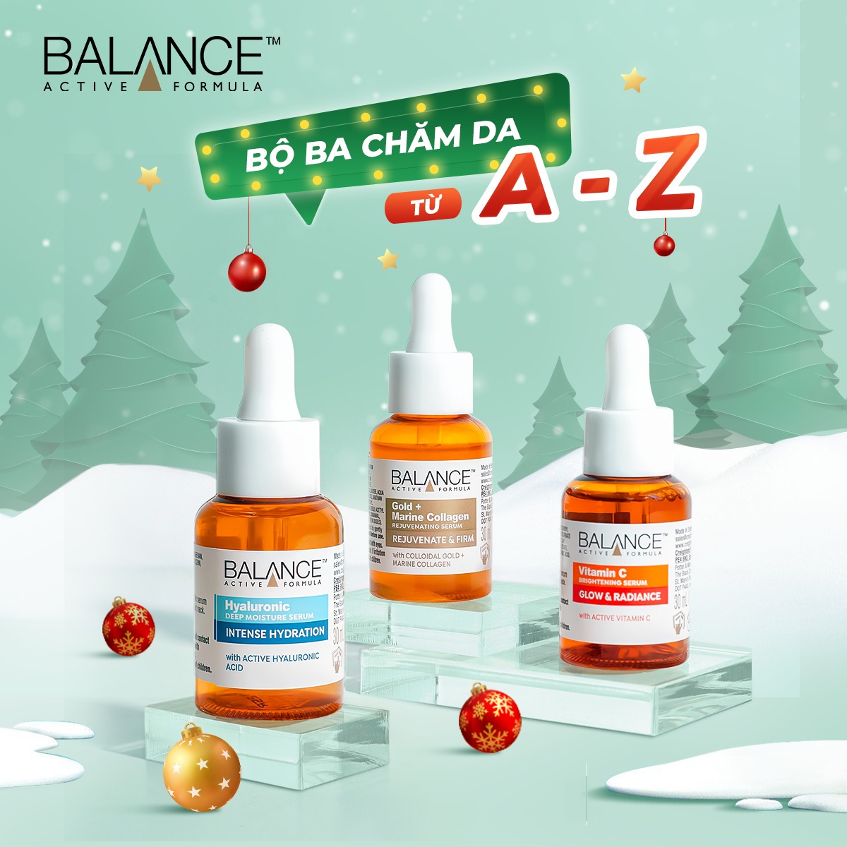 Serum Dưỡng Da Chính Hãng Balance Active Formula 30ml (Vitamin C + Hyaluronic Hydrating + Gold Collagen)