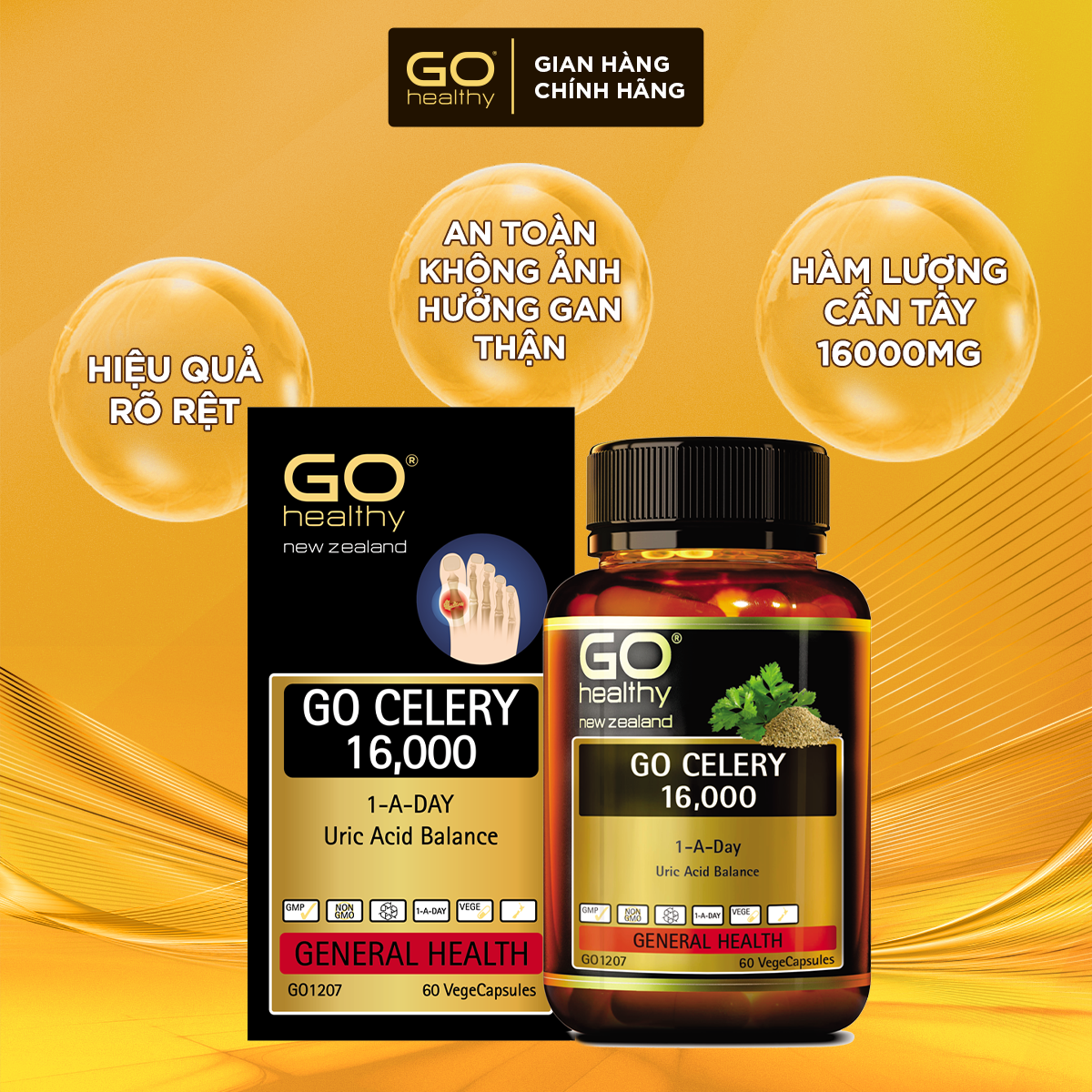 GO CELERY 16,000 60 VIÊN - Viên gout nhập khẩu chính hãng GO Healthy New Zealand